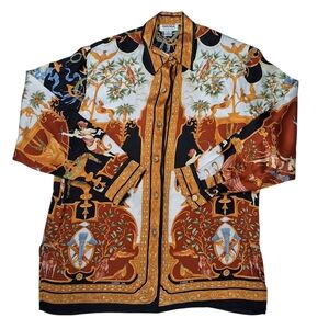 Gianna Exclusive V2~VTG Women Silk Baroque Style Button Up~Renaissance~MED